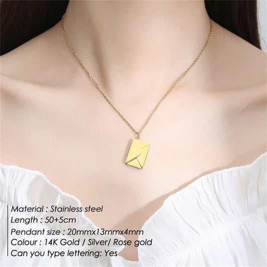 Valentine's Day Gift Envelope Engraved Necklace
