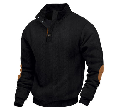Stand Collar Long Sleeve Jacquard Knitted Pullover Sweater