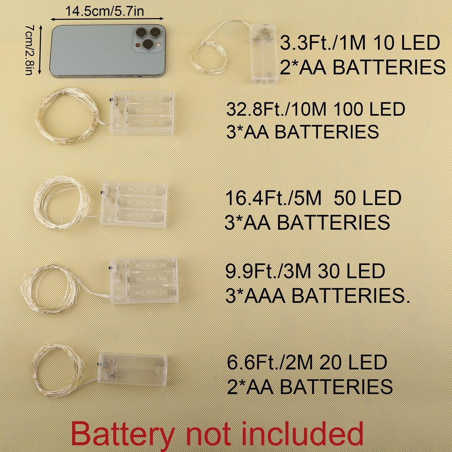 1pc String Lights Suitable for Bedroom, Party, Wedding, Christmas and Halloween Decoration Light 50/100LED