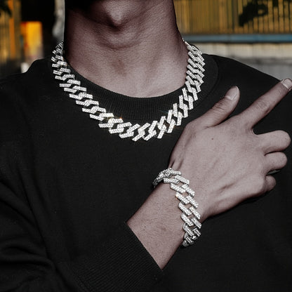 Men's Cuban Link Iced Out Necklace with Color Chains and Paved Rhinestones, Rapper CZ Cuban Chain Necklace for Women, Hip Hop Jewelry Gift