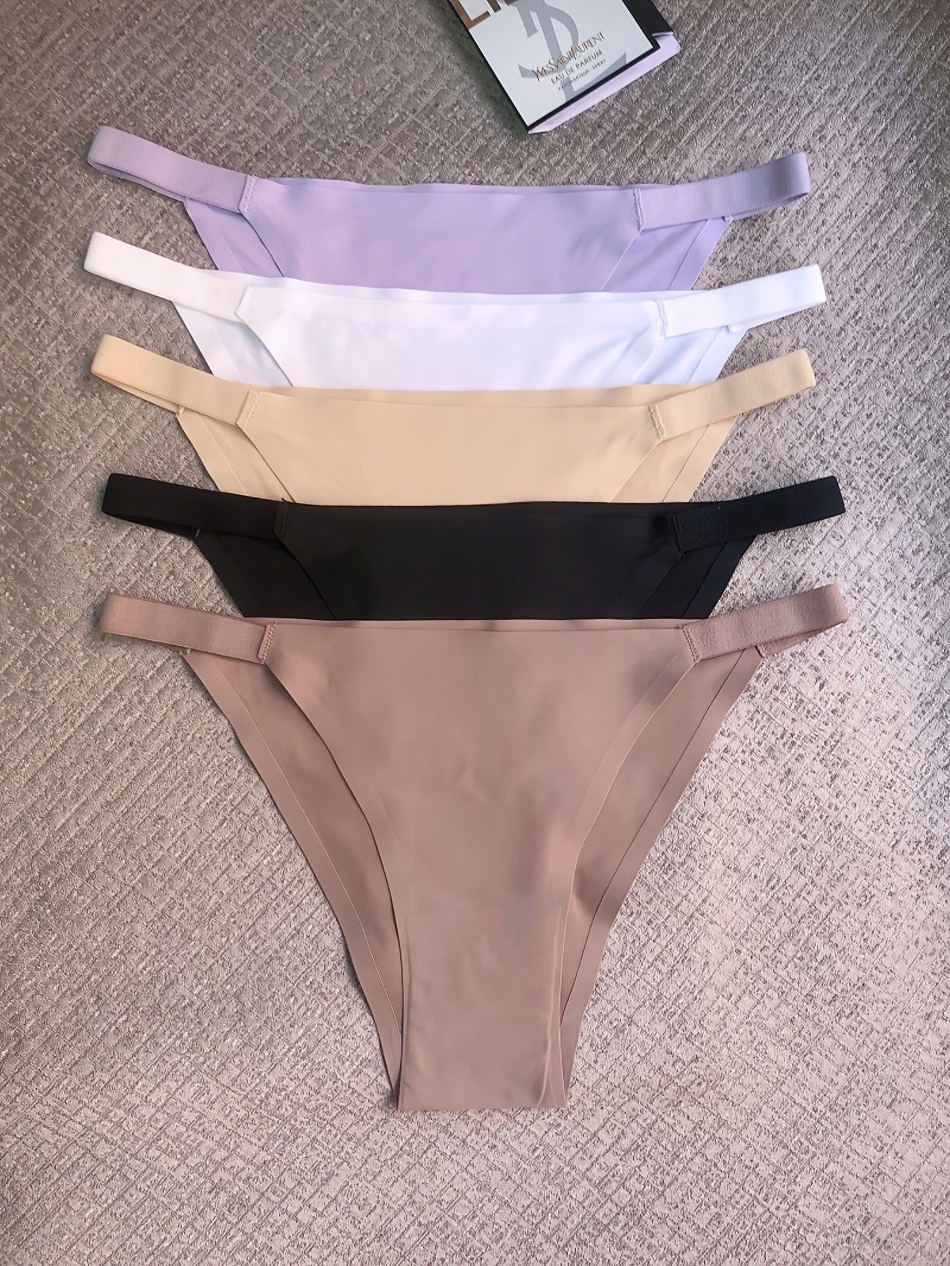 5pcs Seamless Women's Bikini Panties - Comfortable, Stretchy Nylon/Elastane Blend, Low-Rise, Solid Color in Casual to Yoga Fitness Wear, Breathable & Soft