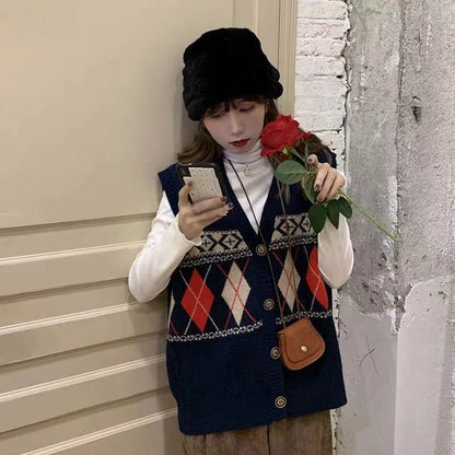 Loose Outer Wear Cardigan Sleeveless Top