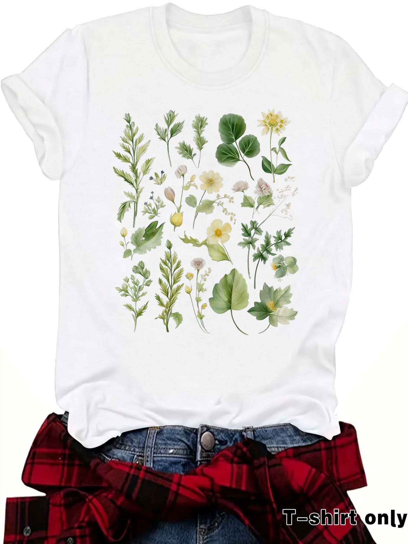 Fashionable Loose-fitting Casual Short-sleeve Top With Floral Print