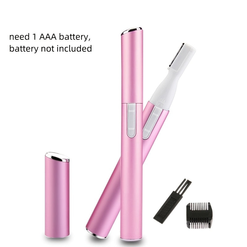 1pc CIICII Electric Facial Hair Trimmer, Personal Pen Detailer with Rinseable Blades, Cleaning Brush & Trimming Comb for Eyebrows, Neckline, Nose, Ears - Plastic, Dry Battery Powered (Batteries Not Included), Personal Care Ac