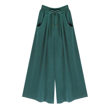 Women's Elastic Waist Tie Rope Wide Leg Pants