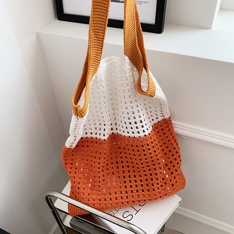 Simple Retro Hollow Knitted Handbag Shoulder Bag