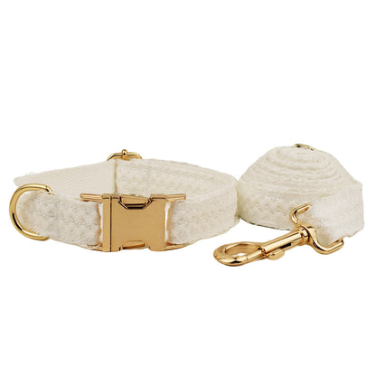 White Lace Pet Vest Dog Collar Dog Wedding Dog Leash