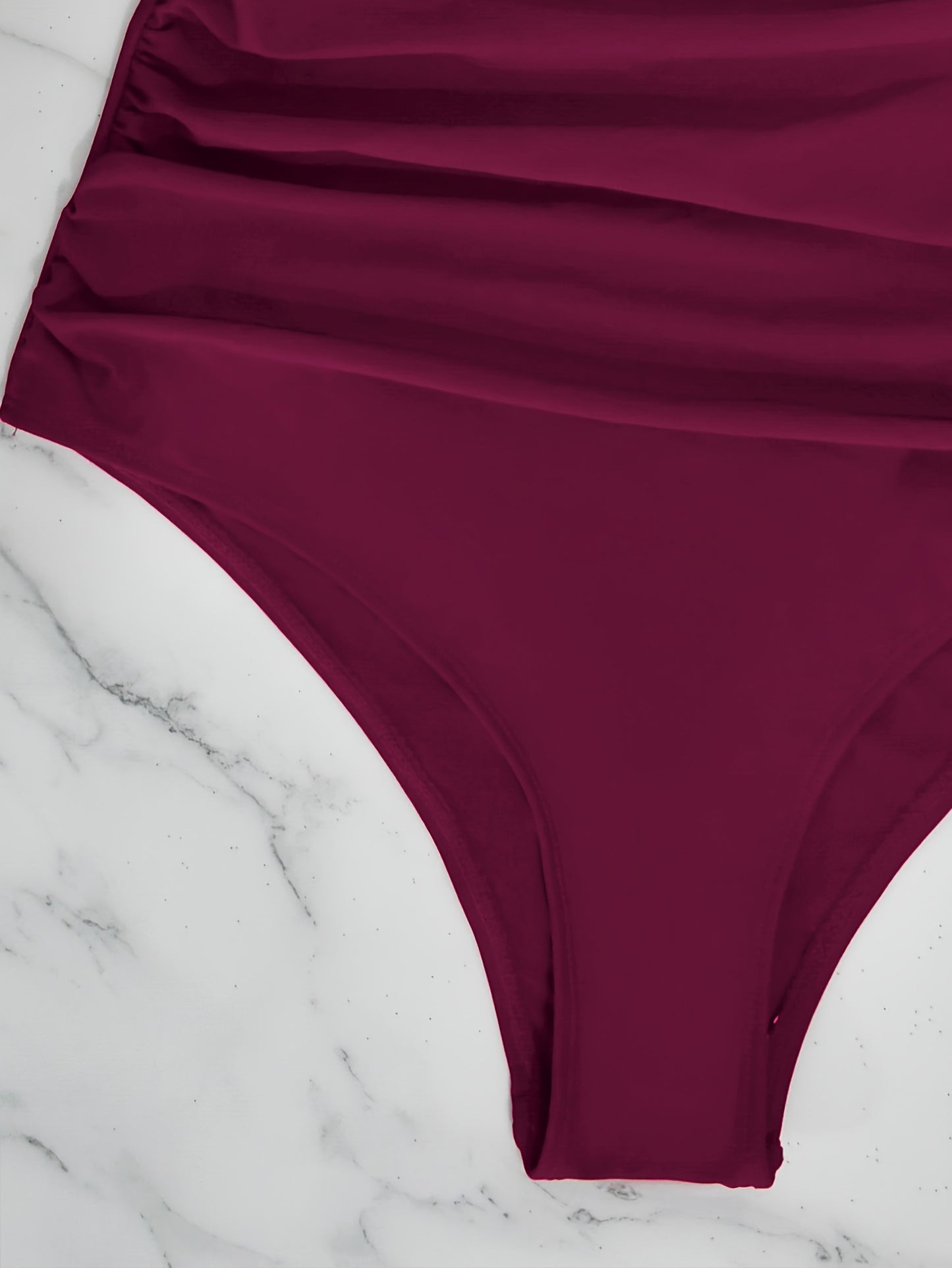 V Neck Ruched One Piece Swimsuit with Flattering Ruffle Accent - Stylish Cut Out Back Buckle Detail & High Cut Leg - Premium Womens Swimwear Bathing Suit