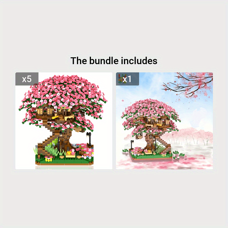 LHCX Cherry Bonsai Tree Building Sets For Girls, Mini Building Blocks Of Cherry Flower Bonsai Tree Kit, Mini Bricks Sakura Tree House, Halloween/Thanksgiving Day/Christmas Gift Easter Gift