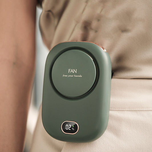 Lazy Leafless Hanging Neck Fan Digital Display Silent