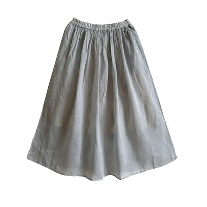 Elastic Waist Literary Retro Cotton And Linen Skirt With Crotch Cover