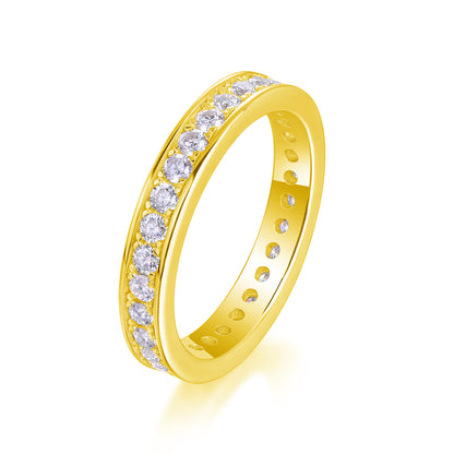 Trajectory - Set With Top-quality Moissanite S925 Silver And Platinum-plated Diamond Wedding Ring, The Ring Can Be Tested With A Diamond Pen In Gold And Rose Gold