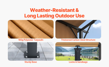 VEVOR Outdoor Pergola Arched Top Metal Pergola Retractable Pergola with Sun Shade Canopy Large Patio Shelter Pavilion for Deck