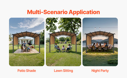 VEVOR Outdoor Pergola Arched Top Metal Pergola Retractable Pergola with Sun Shade Canopy Large Patio Shelter Pavilion for Deck