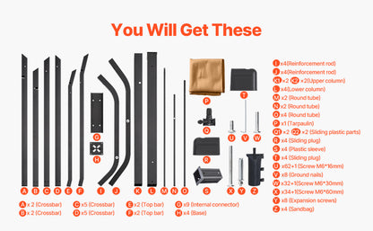 VEVOR Outdoor Pergola Arched Top Metal Pergola Retractable Pergola with Sun Shade Canopy Large Patio Shelter Pavilion for Deck