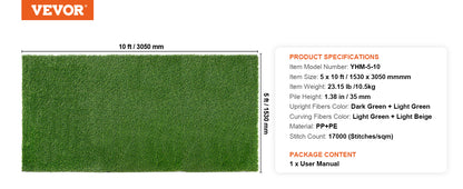 VEVOR Artifical Grass Rug Green Turf 1.38/1.57" Fake Door Mat Outdoor Patio Lawn Decoration Easy to Clean with Drainage Holes