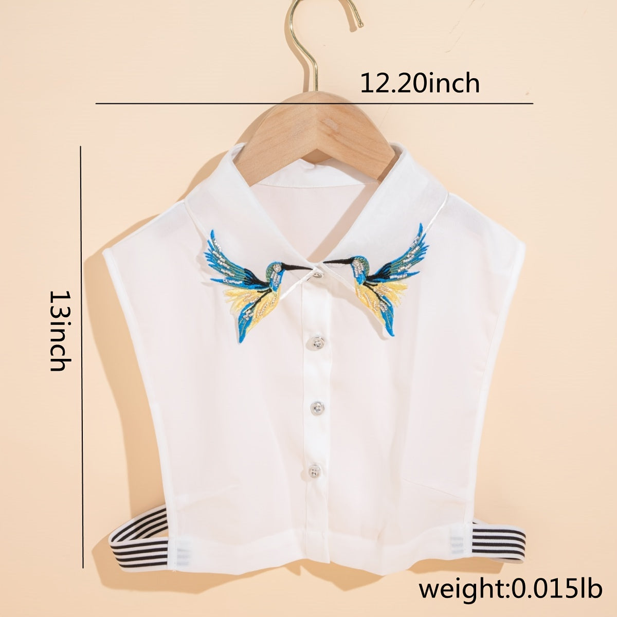 Elegant Crane Wing Detachable Collar - Fashionable Polyester Half-Shirt Style, Hand Wash/Dry Clean