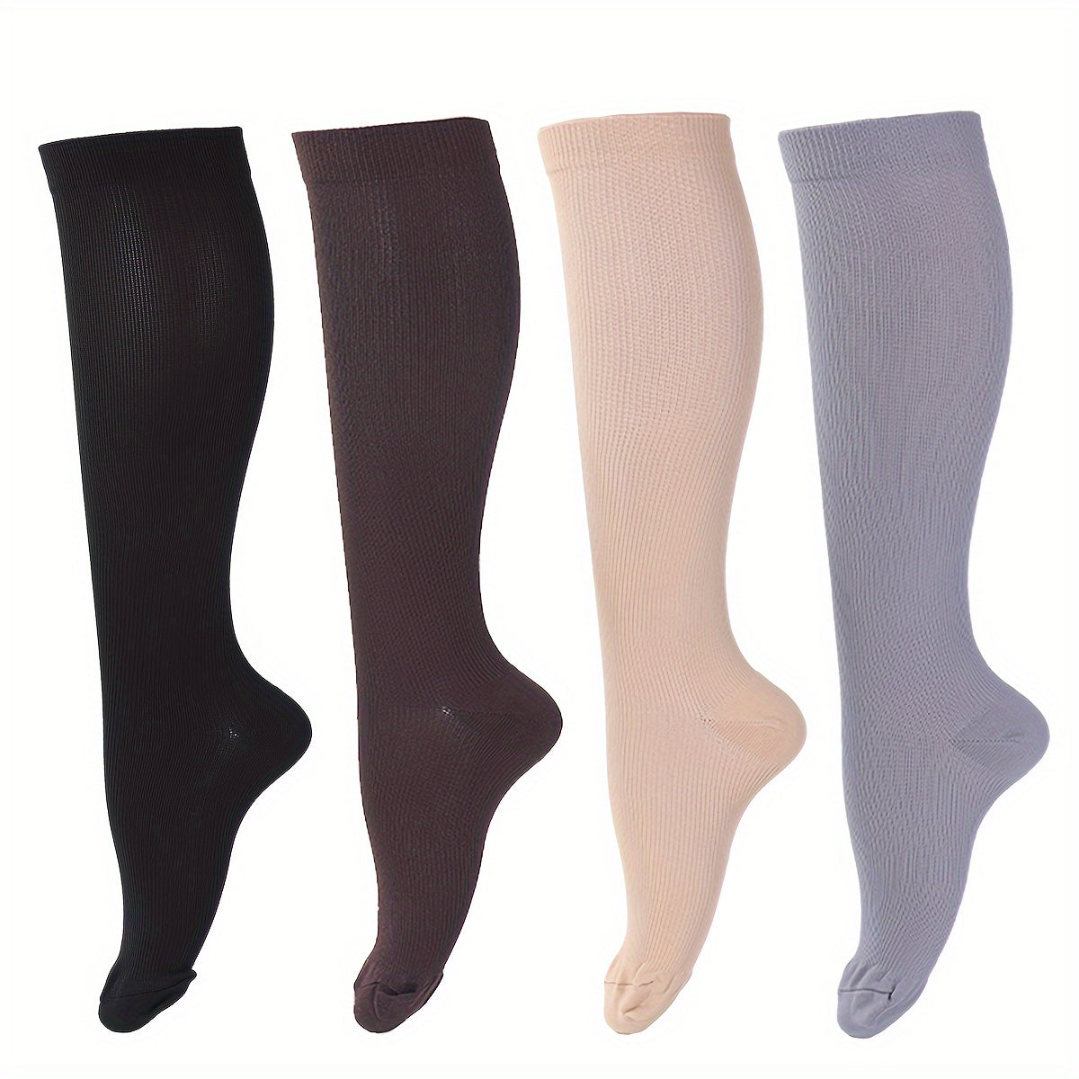 Premium Compression Socks for Men - 4 Pairs Athletic Support Stockings for Running, Travel & Recovery
