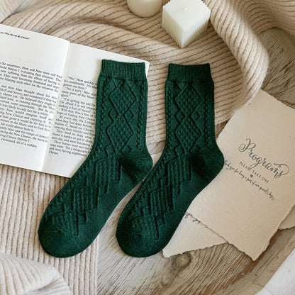 Solid Color Fashion Warm Classic Pattern Wool Socks
