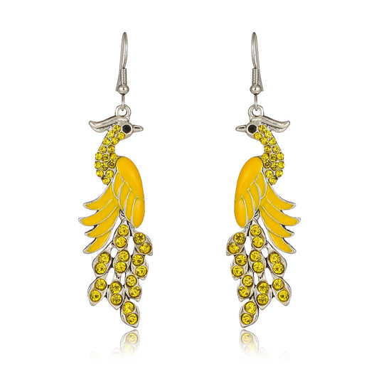 Peacock Boho Drop Earrings | Alloy Bird Ethnic Style Jewellery