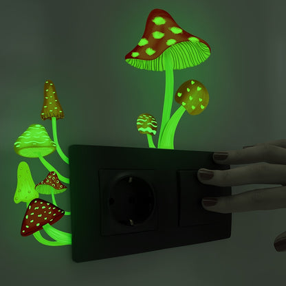 """""""""""""""Self-Adhesive Glow Mushroom Switch Sticker - Easy to Find, Reusable & Fun Themed Art Deco, 5.5"""""""""""""""" x 5.1"""""""""""""""