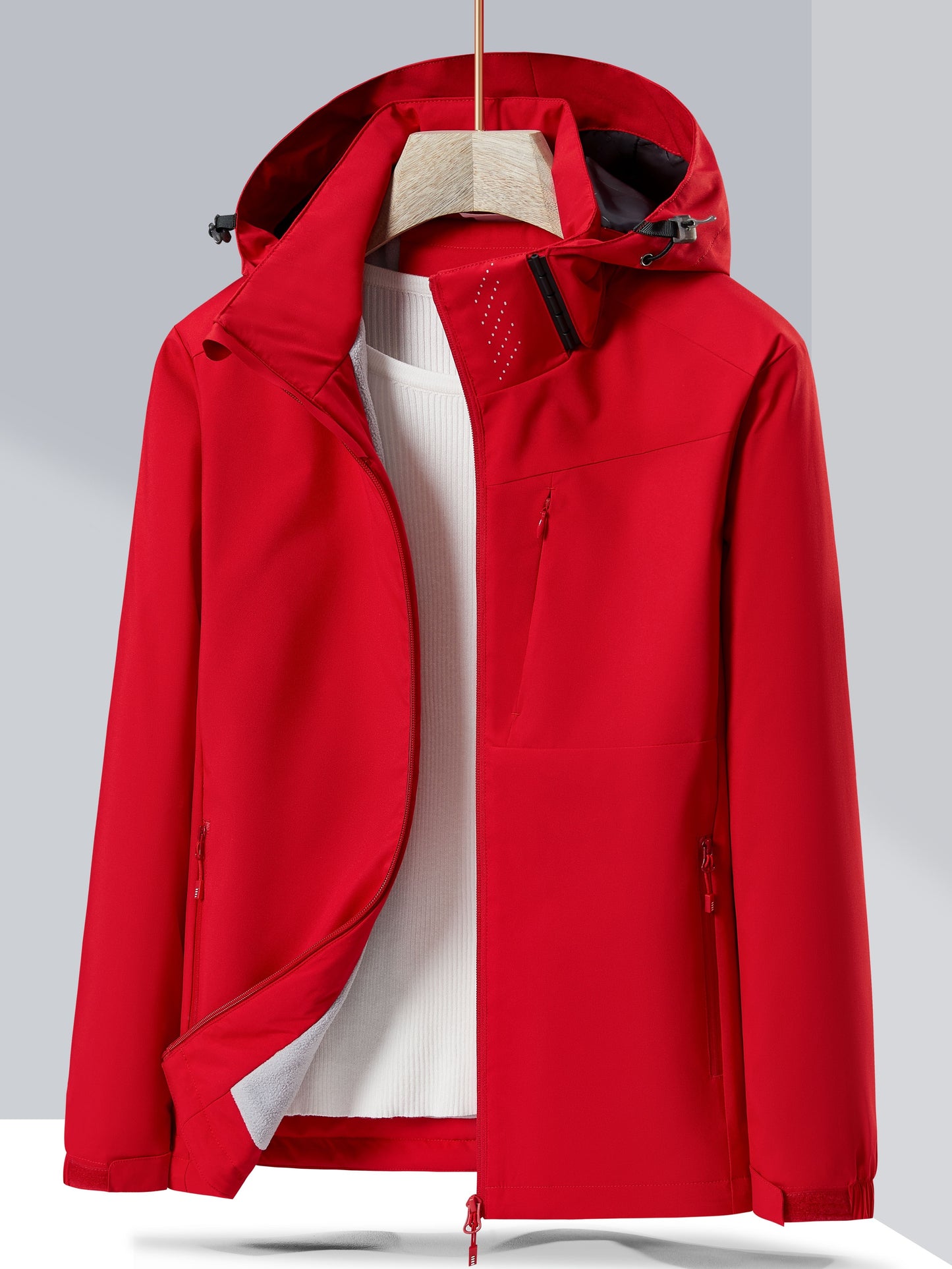 Women's Autumn and Winter Outdoor Sports Casual Warm Fleece Lined Windproof Stand Collar Jacket