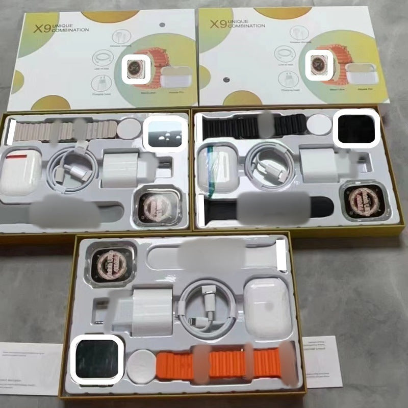 X8X9X10 Smart Watch Wireless Power Bank Bluetooth Headset Charging Plug Six-piece Double Strap