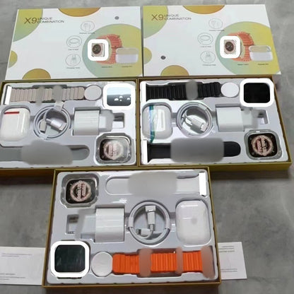 X8X9X10 Smart Watch Wireless Power Bank Bluetooth Headset Charging Plug Six-piece Double Strap