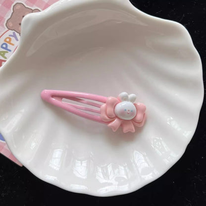 Cartoon Love Bunny Barrettes Broken Hair BB Clip Cute Bow Hair Clip Forehead Bang Clip Headdress