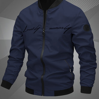 Men'S Letter Embroidered Casual Bomber Jacket