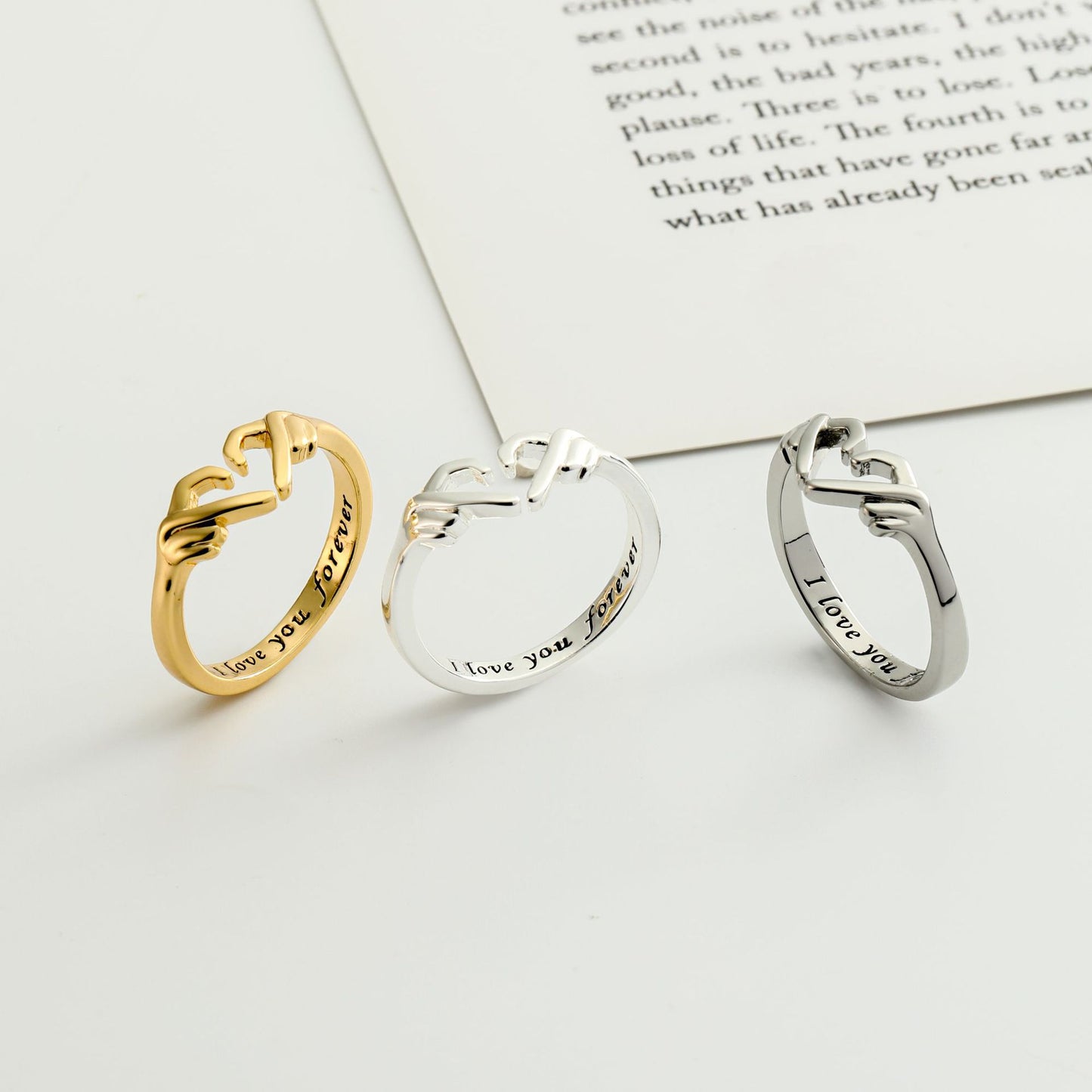 Premium 18K Gold Plated Heart Ring - Adjustable Promise Ring for Women & Teen Girls