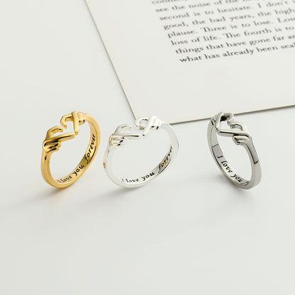 Premium 18K Gold Plated Heart Ring - Adjustable Promise Ring for Women & Teen Girls