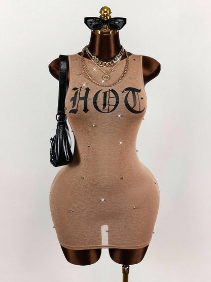 Fashionable Printed Trendy Slim-fit Sexy Waist-cinching Short Skirt Dress