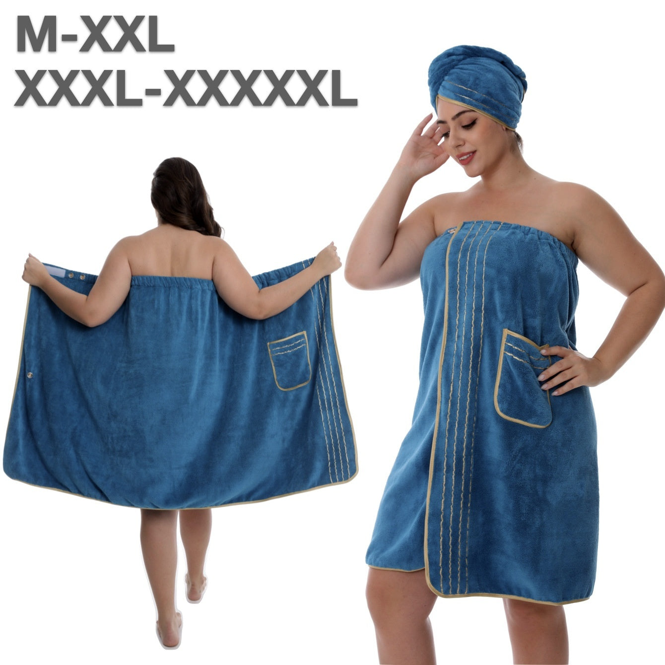 Plus-size Bath Skirt Coral Fleece Bathrobe And Bath Cap Set