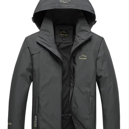 Mens Premium Waterproof Rain Jacket - Durable & Breathable Windbreaker with Adjustable Hood - Ideal for Hiking, Travel, and Outdoor Adventures