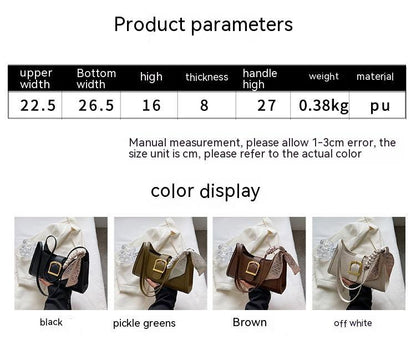 High Sense Special-interest Design Spring Versatile Fashion One Shoulder Underarm Baguette Bag