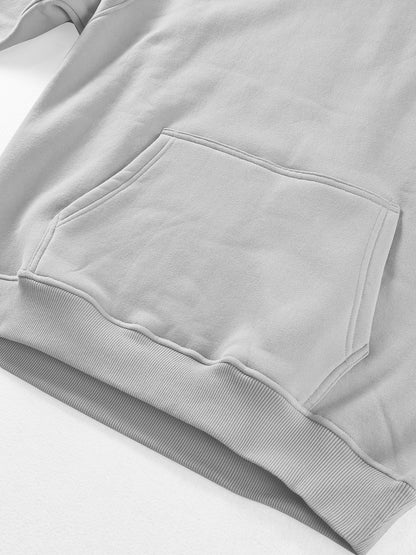Premium Men's Light Grey Hoodie - Oversized Cotton Blend Hooded Sweatshirt