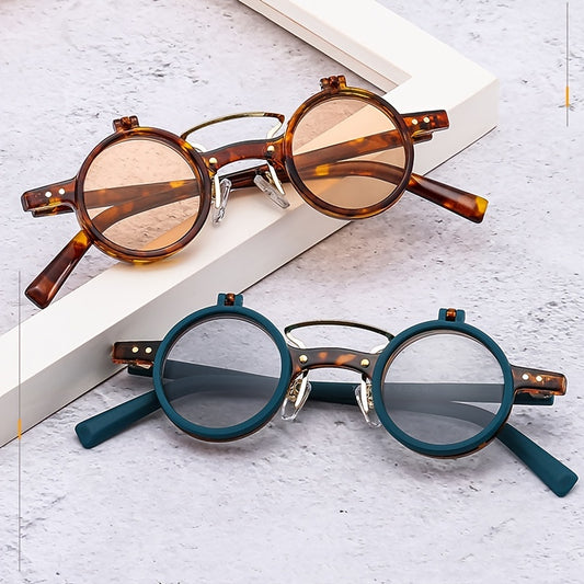 Trendy Vintage Flip Glasses for Women And Men, Featuring a Unique Decorative Style.