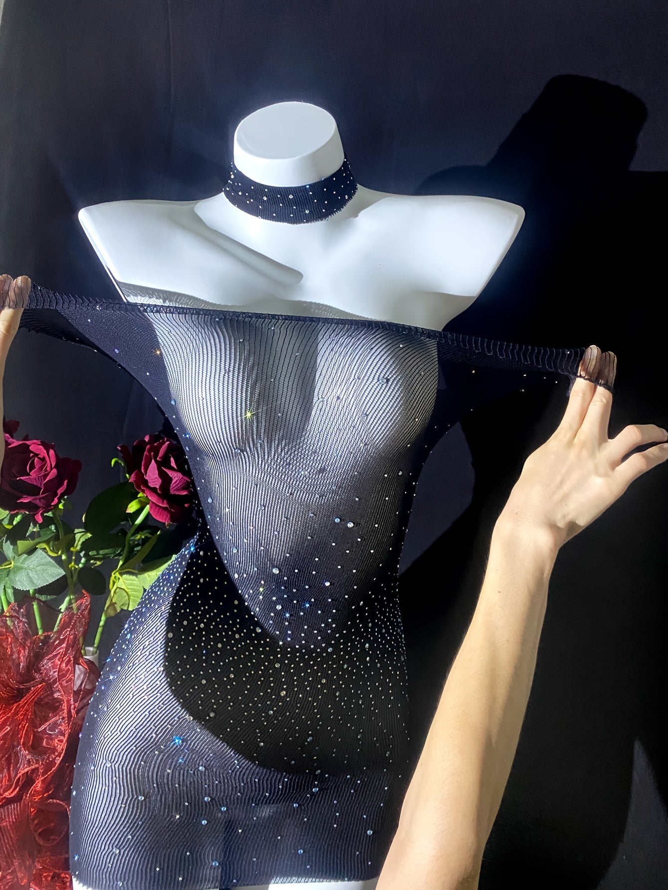 Luxury Rhinestone Bodycon Dress - Sparkly Semi-Sheer Evening Party Dress for Women