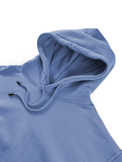 Herren-Kapuzenpullover in Himmelblau, lässiges Sweatshirt aus Polyester und Baumwolle, Oversized