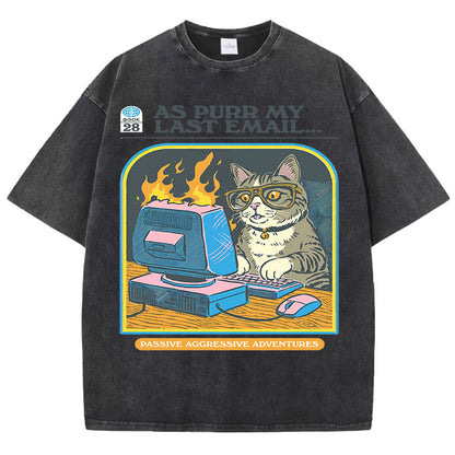 Men's Cat Playing Game Print Top