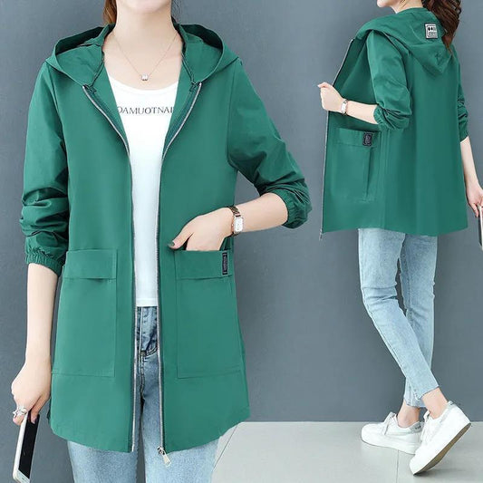 Women's Fashion Mid-Length Plus-Size Hooded Jacket