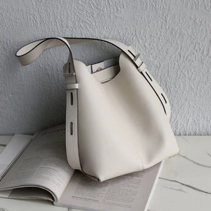 Genuine Leather Large-capacity Bucket Shoulder Messenger Bag