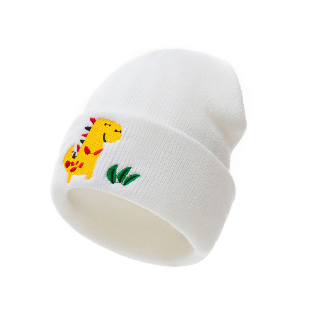 Embroidered Dinosaur Knitted Children's Hat Dome