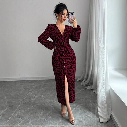 Women's Casual Loose Simple Leopard-Print Dress