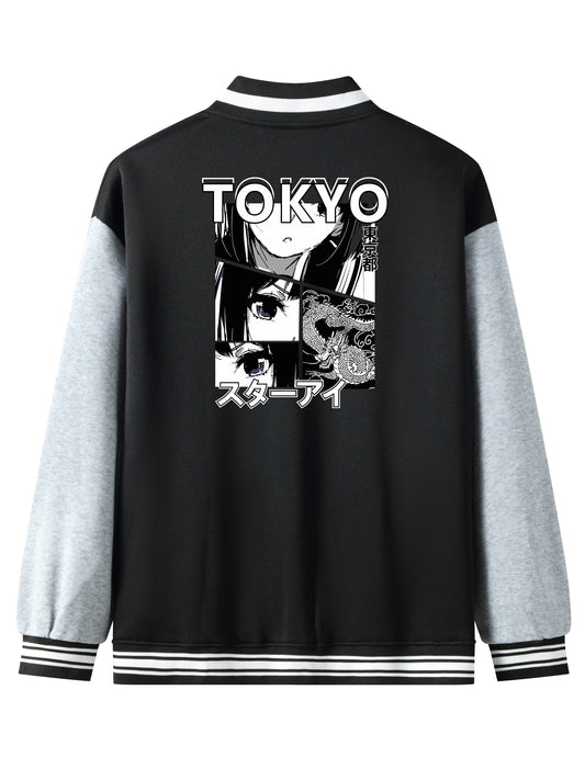 Anime Embroidered Varsity Jacket - Men's Premium Baseball Bomber Jacket with Custom Portrait Design