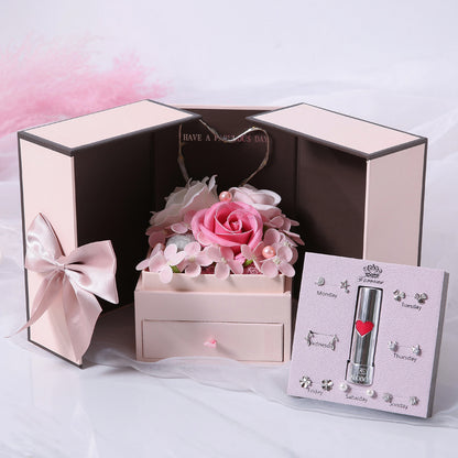Mothers Day Gift Double Door Rose Gift Box Jewelry Creative Decorate Boxs