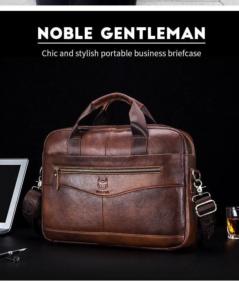 Premium Leather Messenger Bag - Large Capacity Business Briefcase for Men | BULLCAPTAIN
