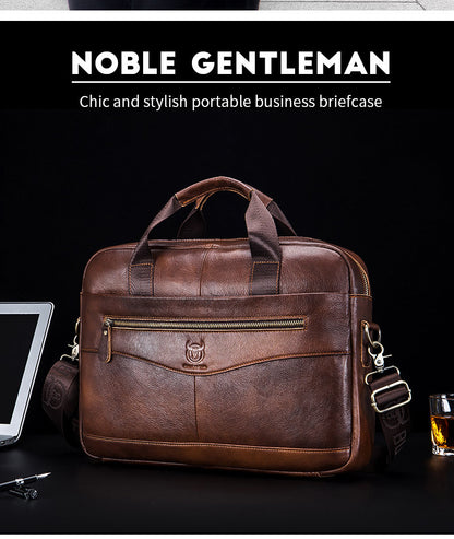 Premium Leather Messenger Bag - Large Capacity Business Briefcase for Men | BULLCAPTAIN