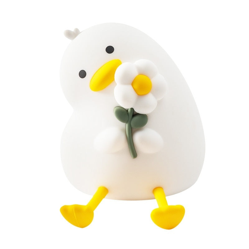 Adorable Duck Night Light - USB Rechargeable LED Bedside Lamp for Bedroom Decor